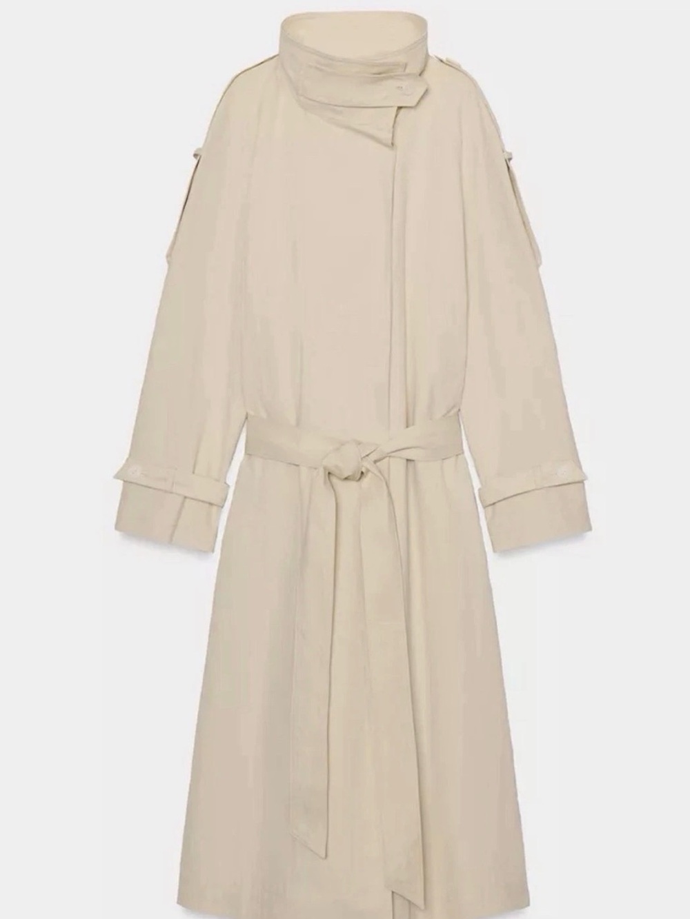 Zara Women SSZW Collection Cream High-Neck Belted Trench Coat